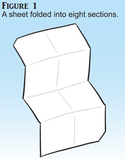 Figure 1 depicting a sheet of paper folded into eight sections